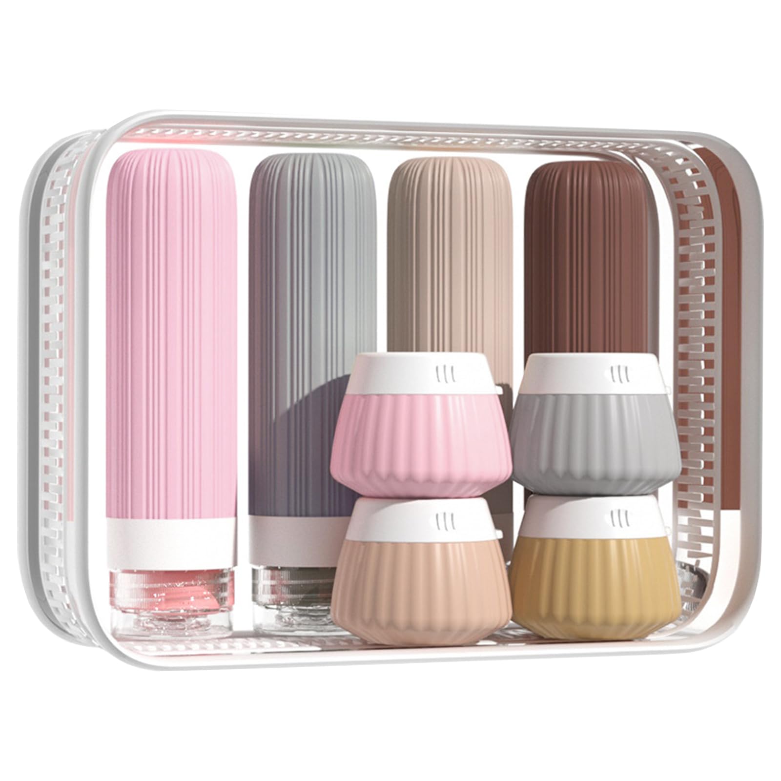 Flacon Voyage 8 Pcs Silicone TSA 90ml, Contenant Voyage 100ml + Kit Voyage Avion Anti-fuite, Flacon Vide Voyage Accessoires Pochette Voyage Trousse de Toilette Avion - 1
