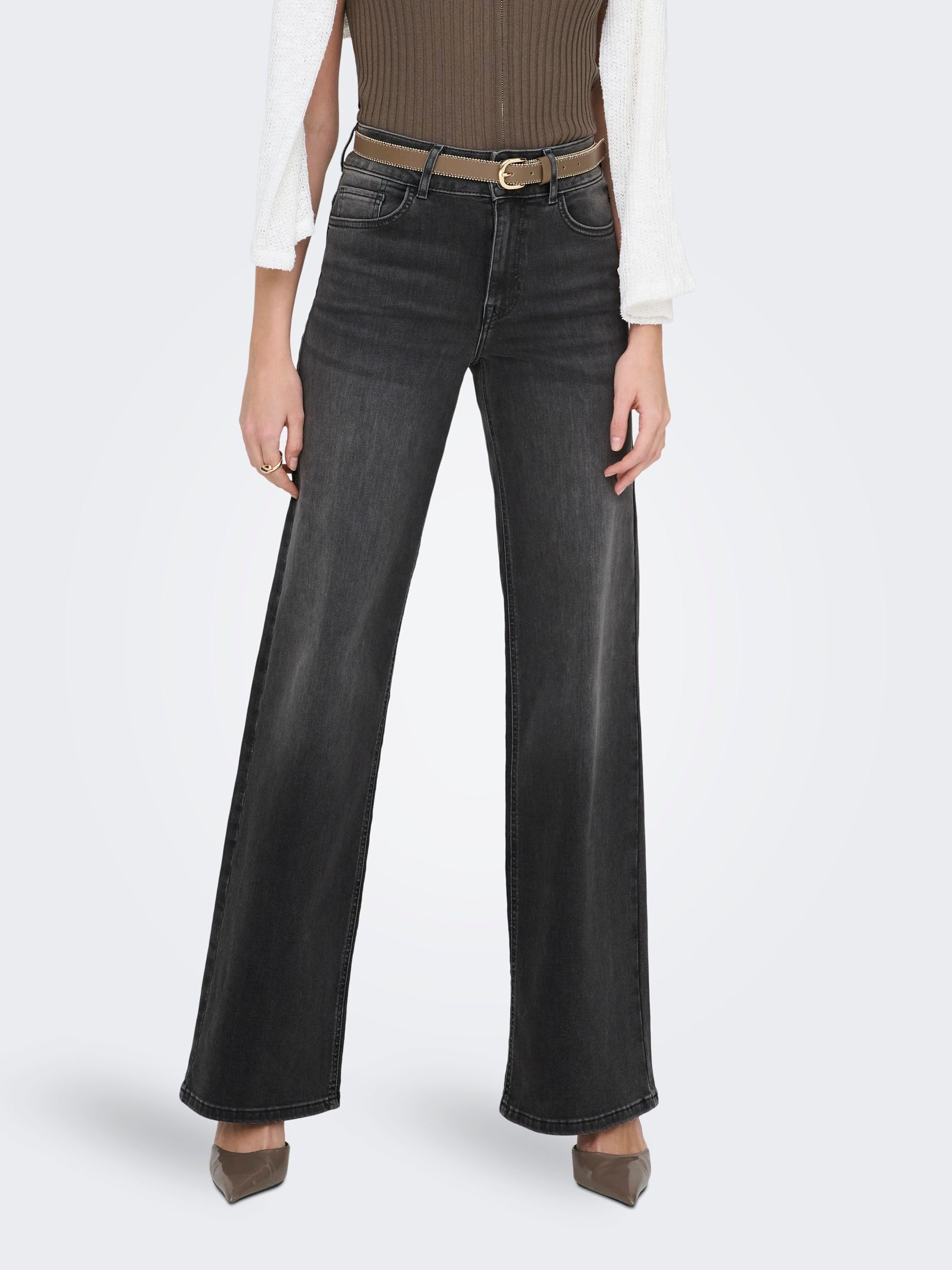 ONLY Female Jeans mit weitem Bein ONLMADISON Hohe Taille Weiter Beinschnitt Jeans