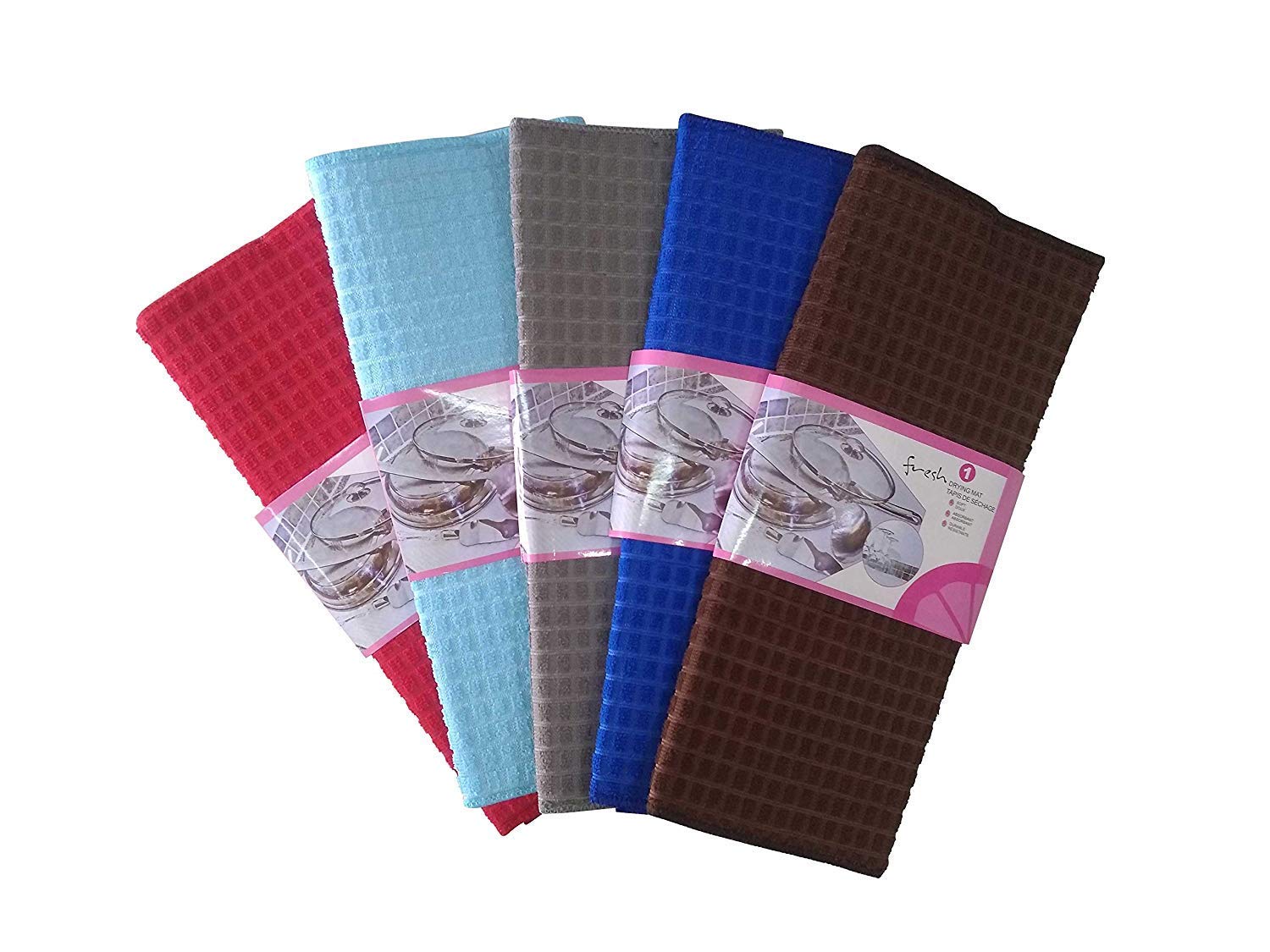 Vroxy Microfiber Dish Utensils Cutlery Fruits Vegetables Drying Mat Kitchen Countertop Protector, Reversible use (Multi Color) (2)