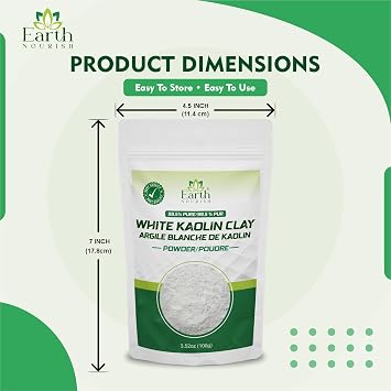 White Kaolin Clay パウダー – 100g / 3.5オンス | 化粧品グレードの天然粘土 DIYフェイスマスク ボディマスク 石鹸作り パーソナルケア処方用