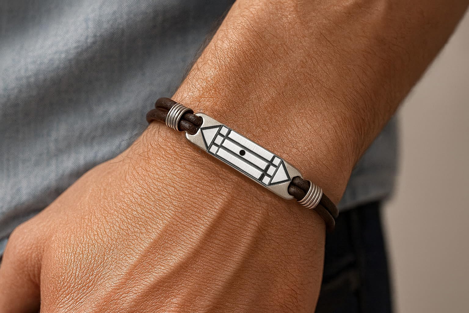 Pulsera Atlante-Pulsera para hombre de plata y cuero- Pulsera para mujer- Pulsera plata complemento anillo atlante Atlante