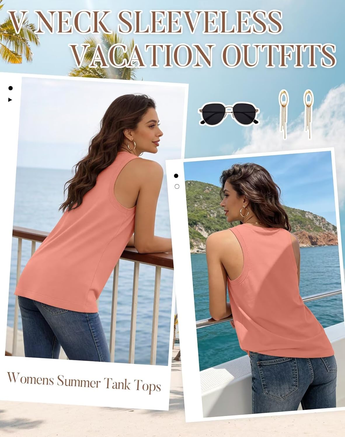 KKJ 3 Pack Womens Tank Tops 2026 Spring Summer Vacation Outfits V Neck Loose Sleeveless Blouse Casual Shirts Fashion Clothes - Image 3