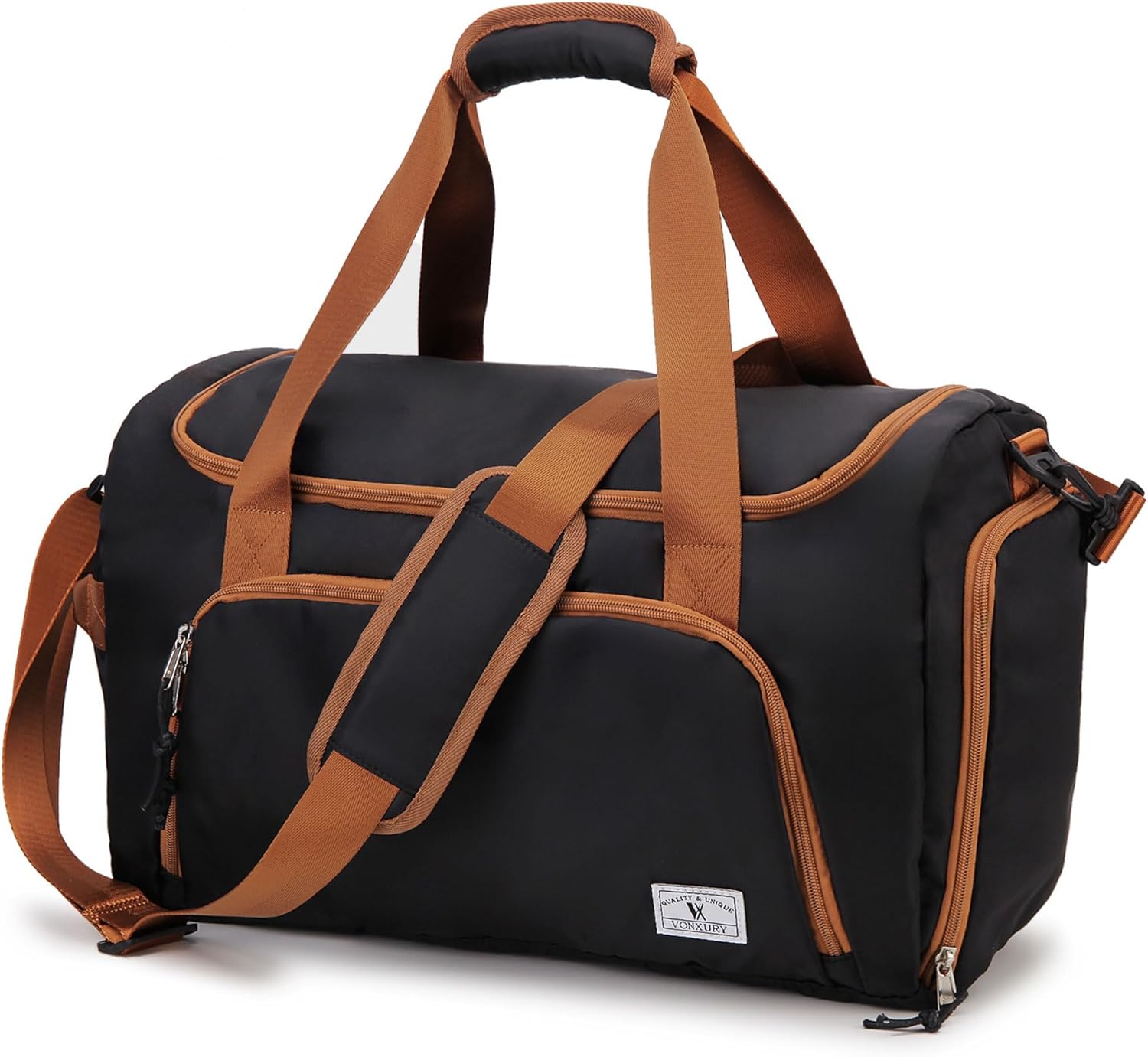 Travel Bag for Women Men,VX VONXURY 30L Medium Gym Bag with Waterproof Shoe Compartment,Lightweight Weeekender Carry On Bag(Black)