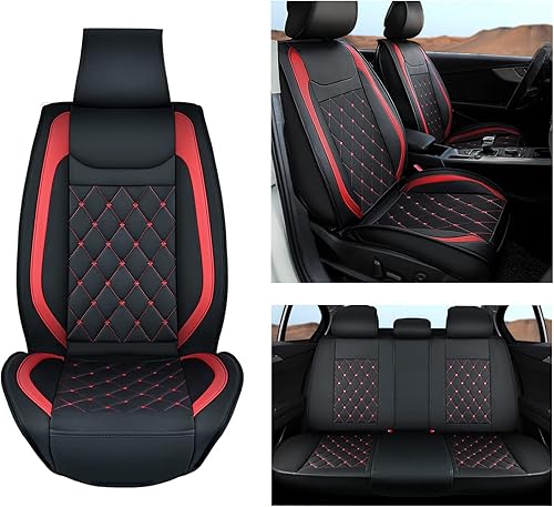 Nilight 5 fundas de asiento de automóvil, impermeables, de piel sintética, antideslizantes, ajuste universal para autos de 5 pasajeros, Hyundai,