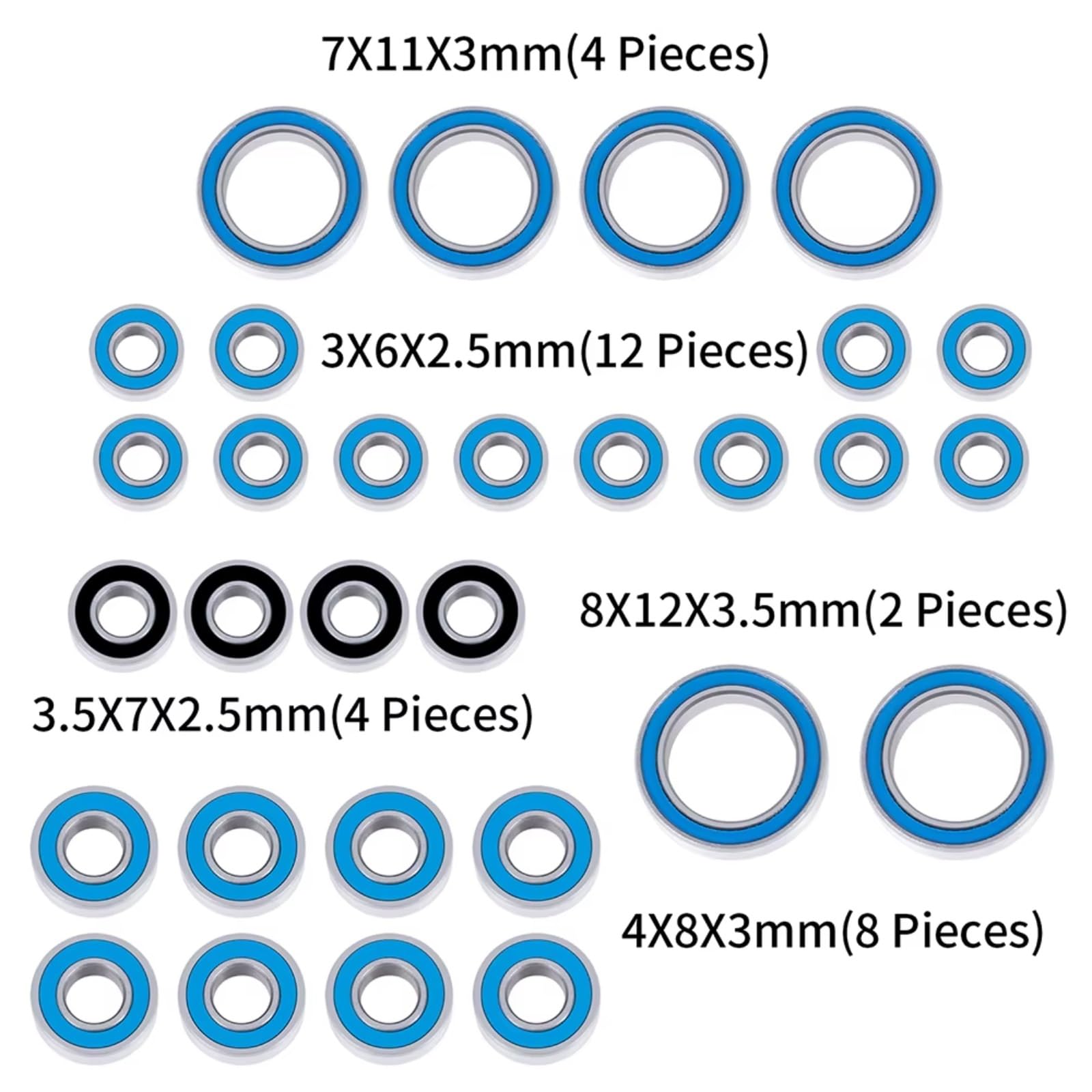 Per Redcat Per Ascent-18 1/18 30 Pezzi Kit Cuscinetti A Sfera Sigillati In Gomma Auto RC Crawler Parti Di Aggiornamento Cuscinetti Rc