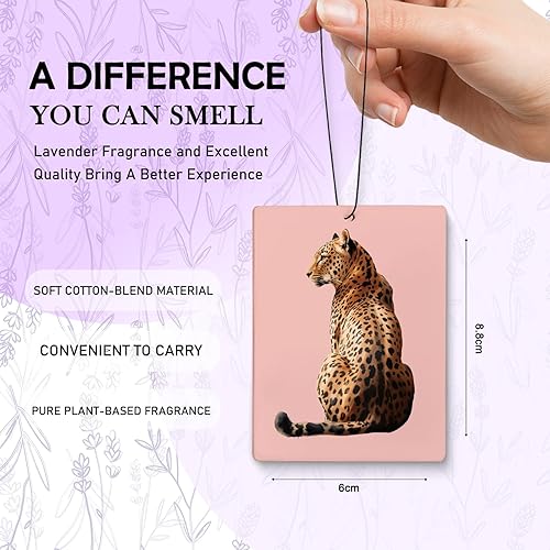 Miniatura 2 de Ambientador de aire femenino rosa para automóvil, moderno retro leopardo Lucky 8 Ball Ambientador colgante 3 piezas para coches, armario, cajón,