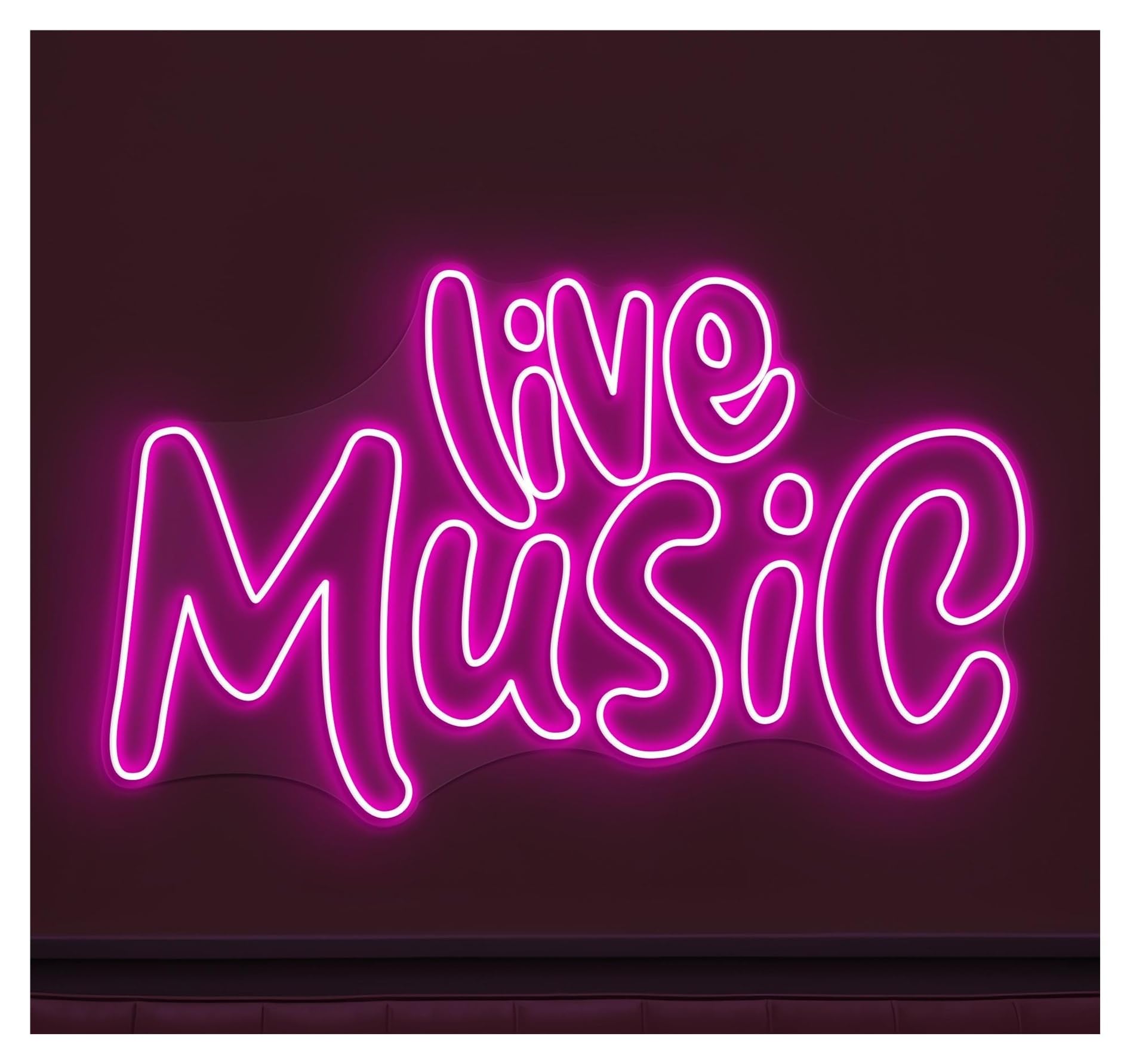 Luci al Neon Da Parete Insegna Al Neon"Live Music"a LED, Da Parete, Per Bar, Studi, Camere Letto, Negozi Di Animali, Feste Compleanno 50cm(Style E)