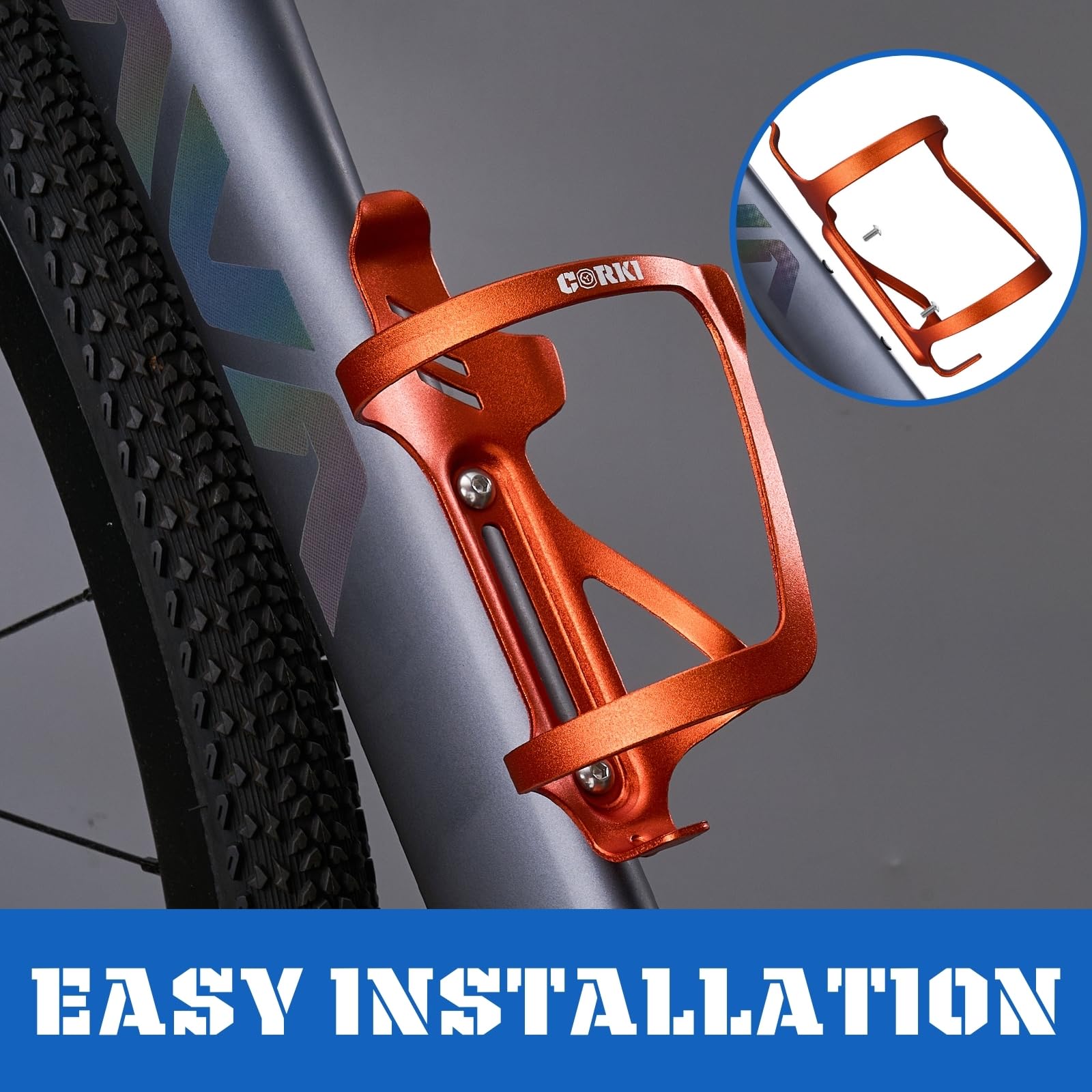 Porte-bidon Latéral Gauche Pour Vélo Corki – Orange, Entrée Latérale, Léger (0,11 Lb)