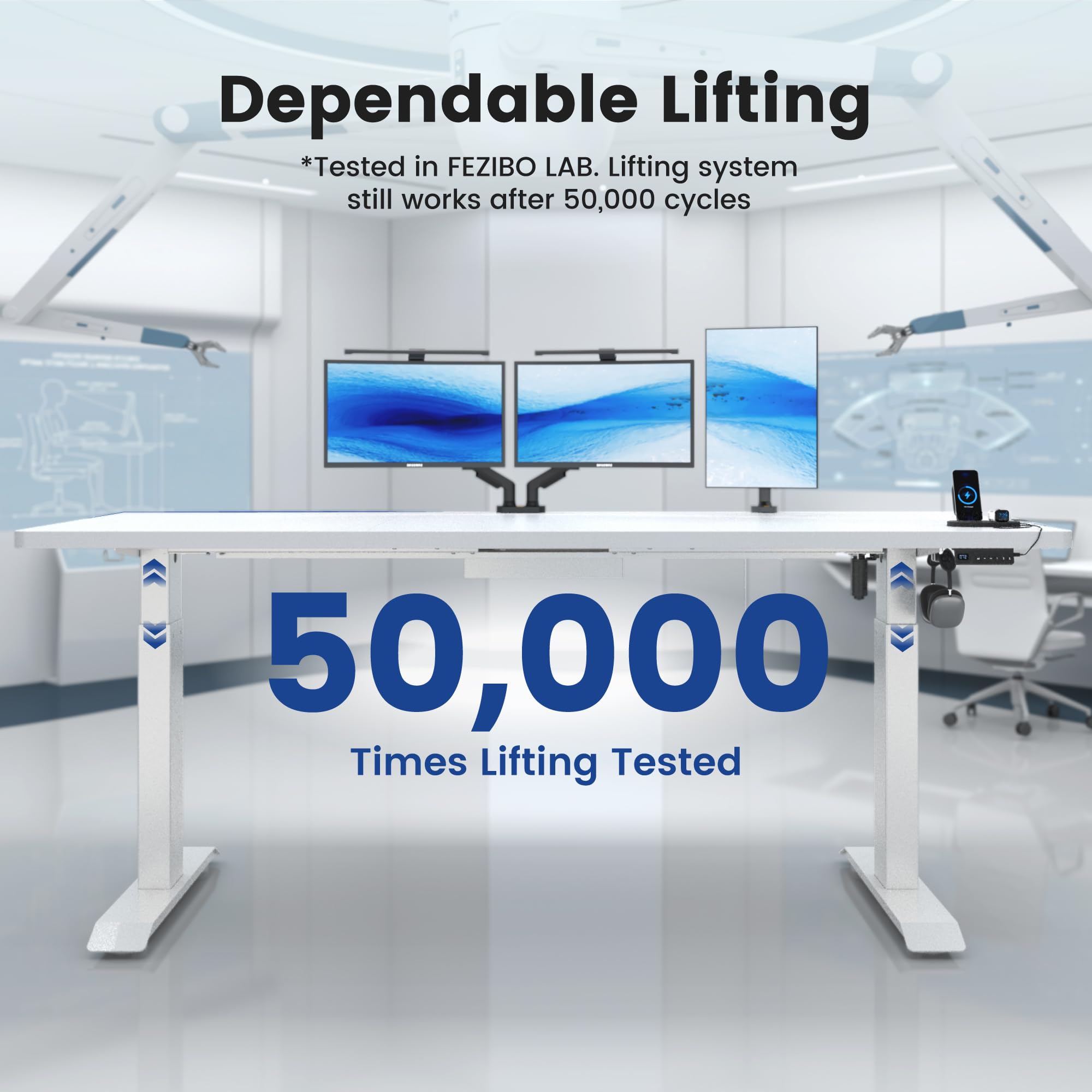 FEZIBO 71 x 37 Inch Electric Standing Desk with Integrated Dual-Beam Height Adjustable Computer Desk for Home Office — view 8