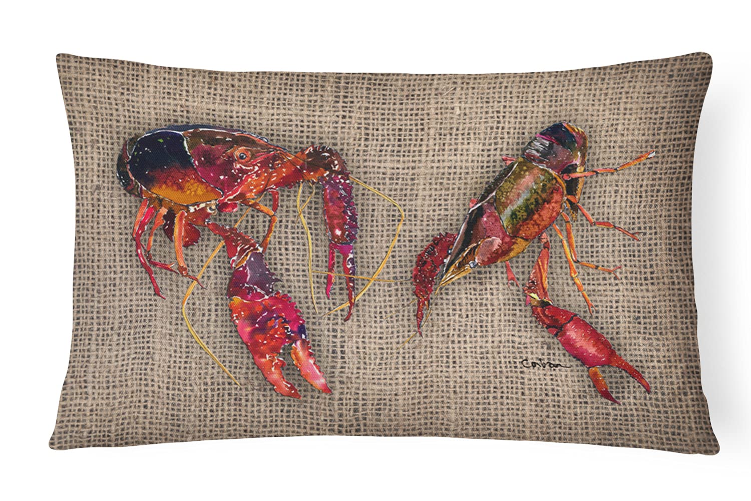 Caroline's Treasures 8739PW1216 Crawfish Canvas Fabric Decorative Pillow Machine Washable, Indoor Outdoor Decorative Pillow for Couch, Bed or Patio,