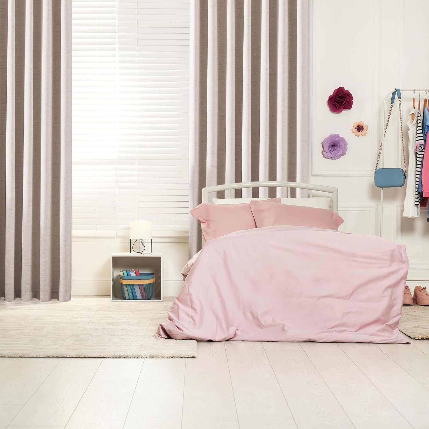 Treatmentex Pinch Pleated Blackout Curtains for Living Room, Linen Textured Look Pleated Drapes with Hooks and Rings for Bedroom 40" Wx95 L, 2 Panels, Dusty Pink, Thermal Insulated 95% Light Blocking