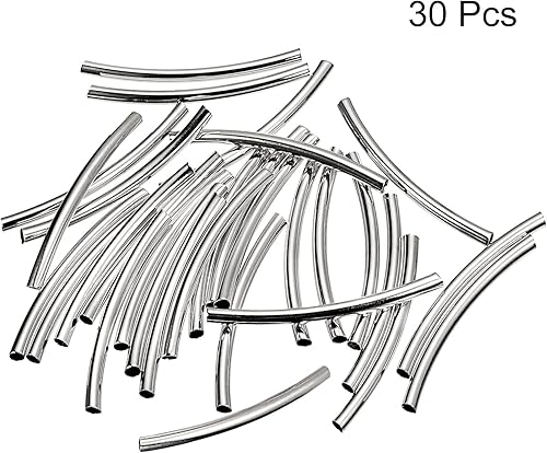 Miniatura 3 de uxcell Cuentas de tubo curvo de latón, 0.118 in x 1.575 in, cuentas espaciadoras brillantes de 0.102 in de diámetro interior para proyectos de