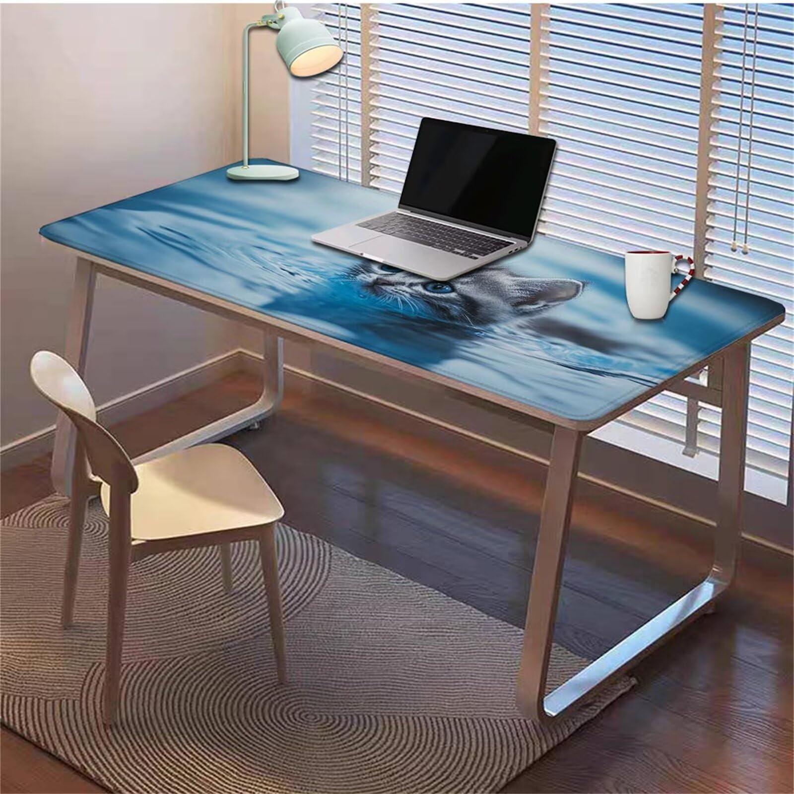 Gamingowa podkładka pod mysz 1200 x 600 x 3 mm, XXL, wodoszczelna, odporna na ścieranie, z przyszytymi krawędziami, niebieska, podkładka na biurko, poprawia prędkość i precyzję pod laptopa, komputera
