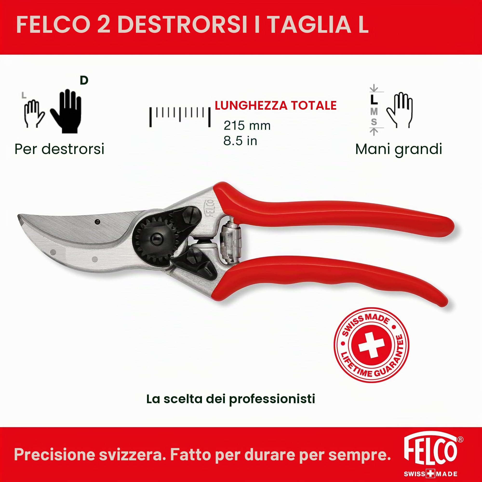 FELCO N.2, Forbici per Potatura, Rosso, & 154261 Nr.903 - Affilatore