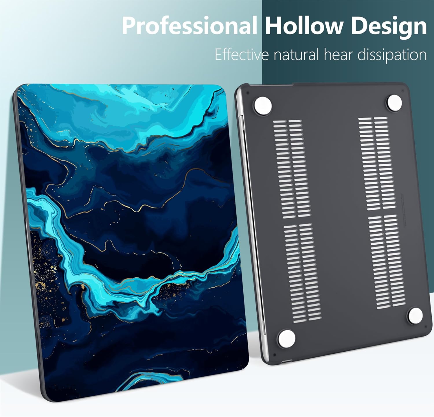 DONGKE for M4 MacBook Air 13.6 Inch Case 2025 2024 2023 2022 Model A3240 A3113 A2681 M3 M2 Chip, Plastic Hard Shell Case Cover with Touch ID for MacBook Air 13 Inch M4 - Blue Marble - Image 5