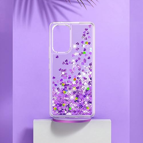 Miniatura 6 de TJS Funda compatible con Samsung Galaxy A23 5G con protector de pantalla de vidrio templado, con purpurina brillante, con infusión de líquido,