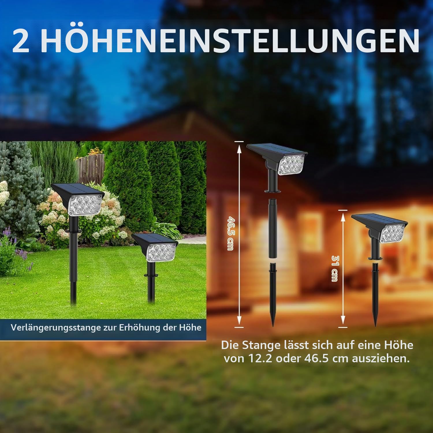 T-SUNUS Gartenstrahler Solar Außen mehrfarbig, Solarstrahler für Außen 10 LED Solarlampen für außen 6 Farbwechsel Solar Gartenleuchte IP65 Wasserdicht für Bäume Sträucher Gartenweg 4 Stück