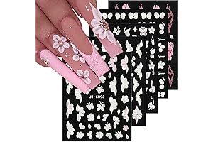 5D Calcomanías de Uñas Acrílicas Blancas