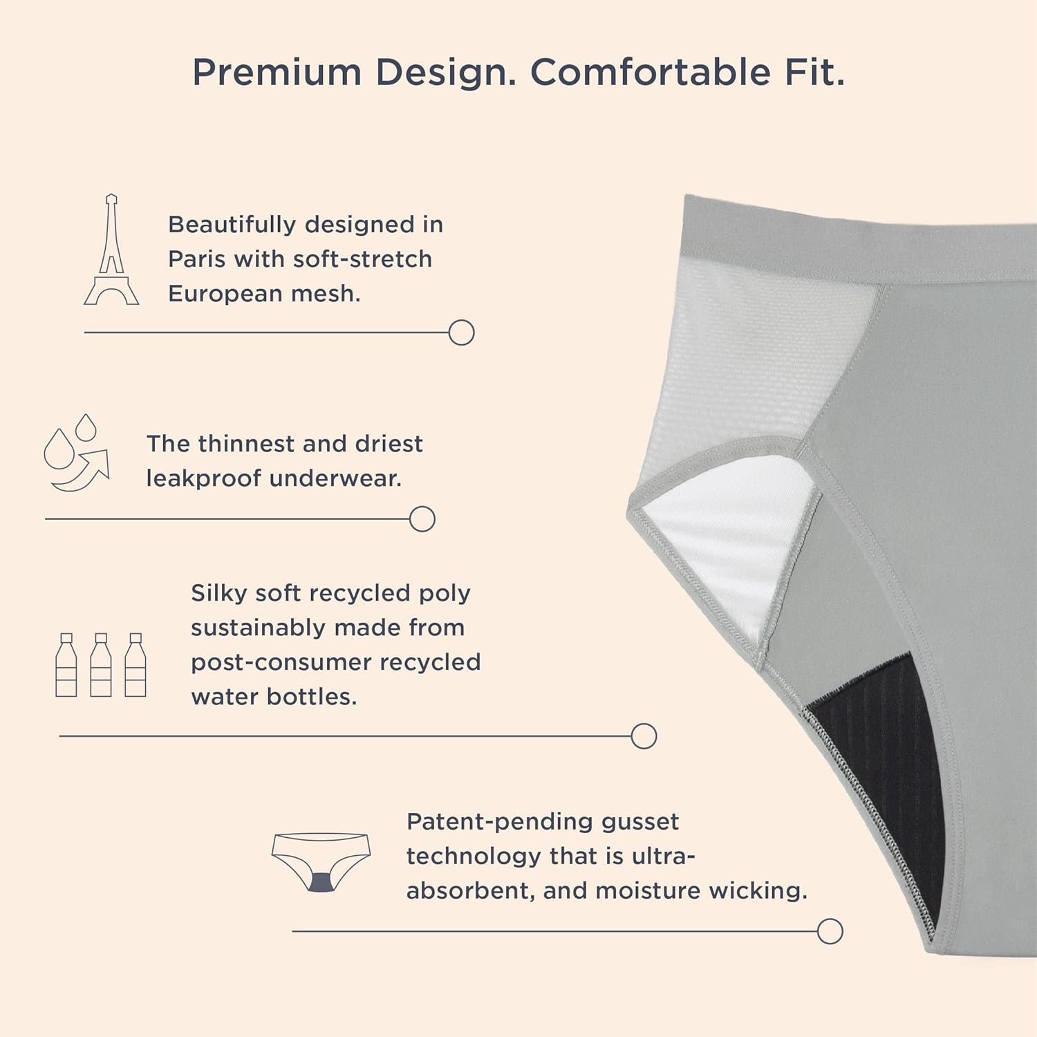saalt French Cut High Waist Period Underwear for Women- Reusable, Comfortable, Absorbent, Leakproof, Thin, For Menstrual Flow - Image 3