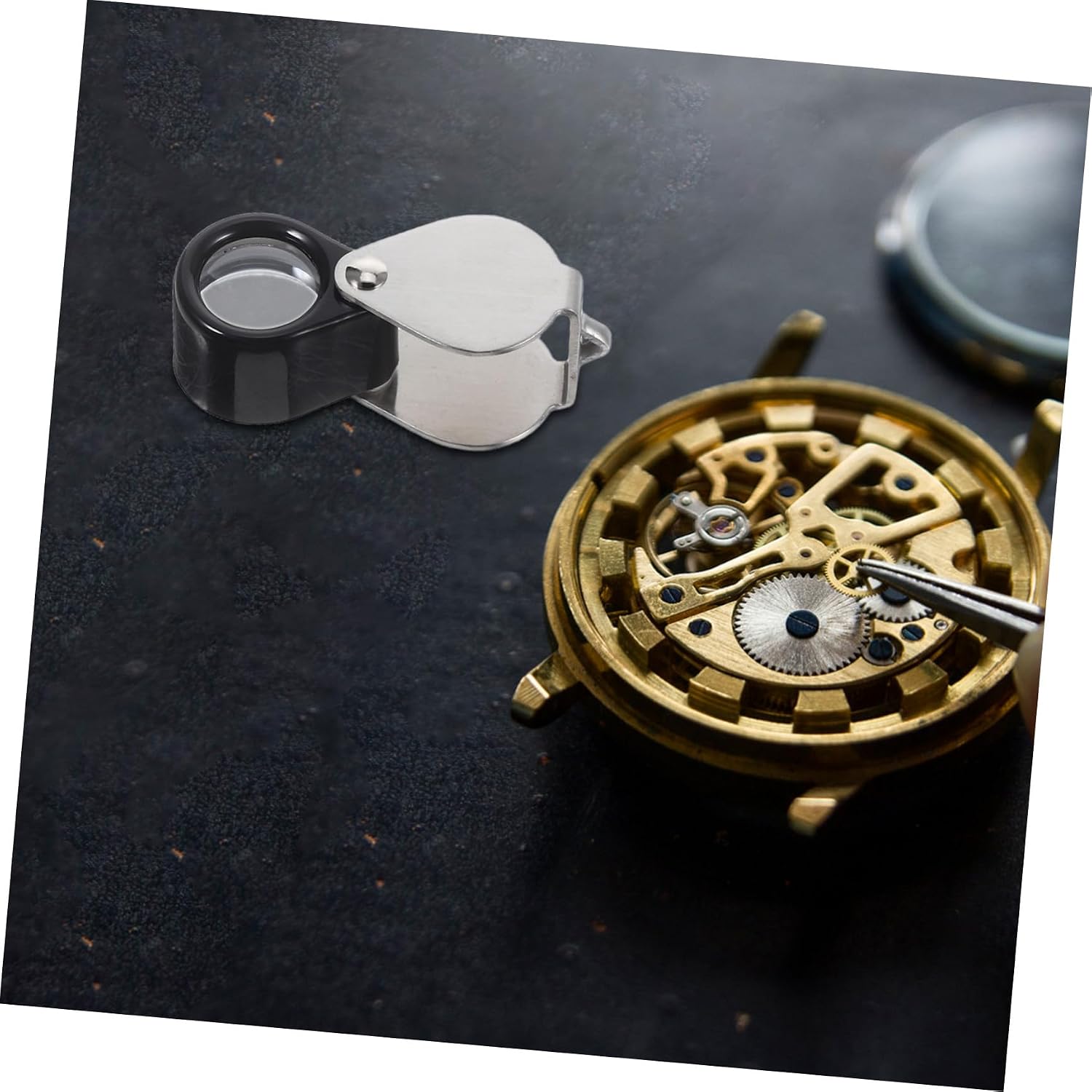 Handheld Jewelry Loupe Magnifier Foldable Design for Gems Stamps and Hobbies Compact and Portable Case