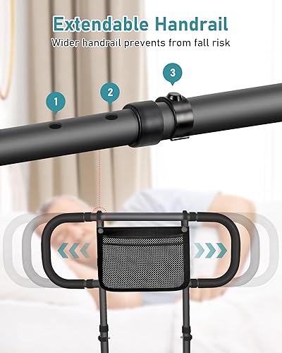 Miniatura 8 de Barandillas de cama AMOVO para adultos mayores, rieles de seguridad para cama de ancianos, rieles de protección de cama extendidos con mango, riel