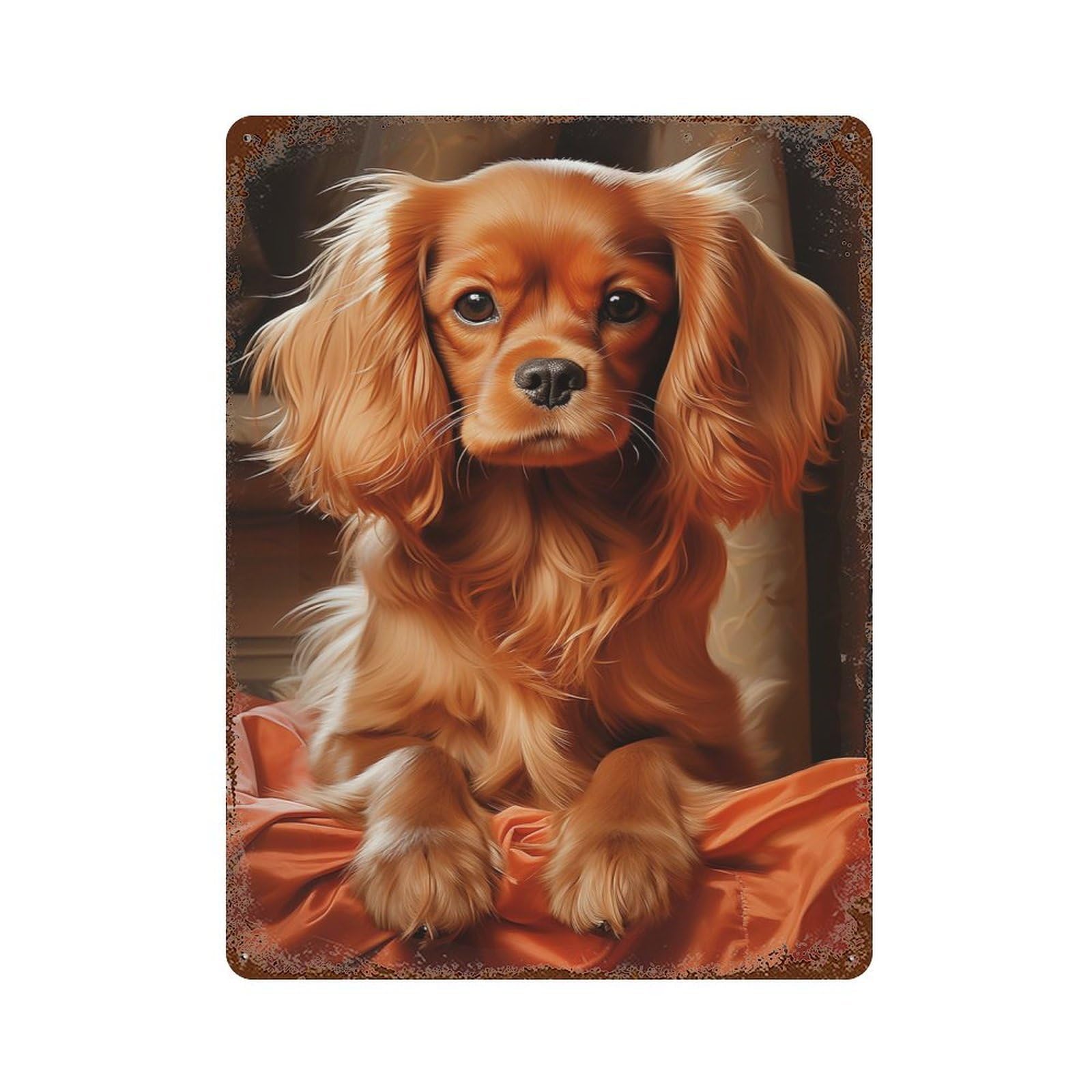 Vintage Metal Tin Sign Ruby Cavalier King Charles Spaniel 15.7"x11.8", Industrial Home Decor for Farmhouse, Kitchen And Entryway Decor