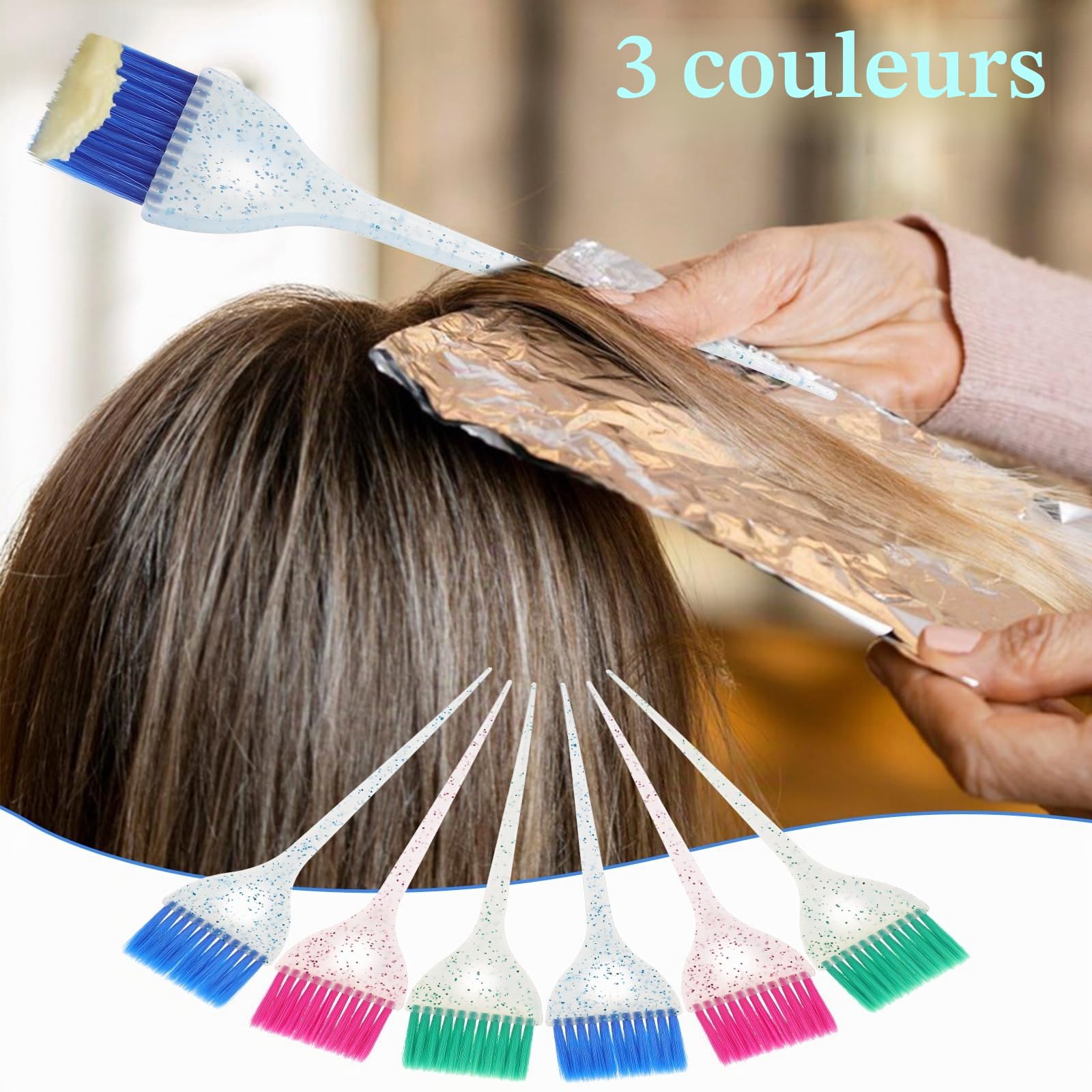 TIESOME Lot de 6 pinceaux de teinture capillaire applicateur de précision, coloration, coiffure, usage domestique et professionnel, outils de coiffure