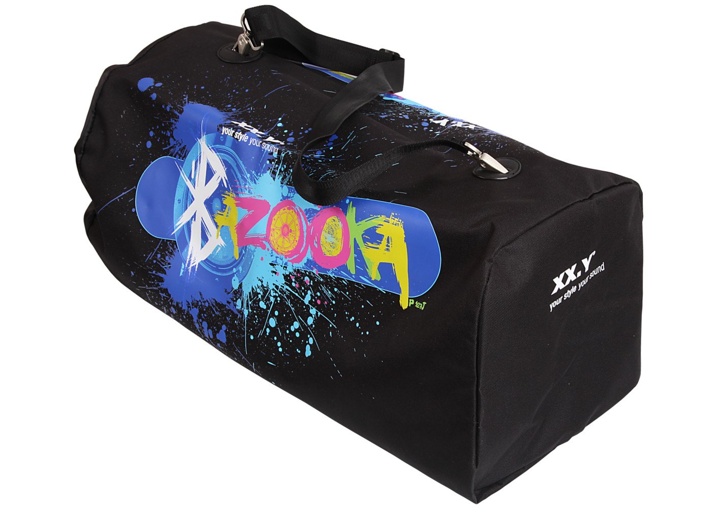 XX.Y P-127J tragbarer Bluetooth Lautsprecher Boom Box (NFC) mit eingebautem Akku/Audio-Eingang für Mikrofon/Musikinstrument/MP3 Player schwarz