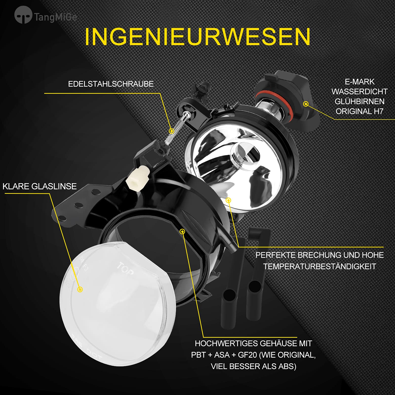 TangMiGe Luces antiniebla compatible con BMW (E90 E91 E46 E60 E61 E63 E64 E83) Serie 3 5 6 X3, 01/2003-12/2012, HB4, 1 Par (Claro)