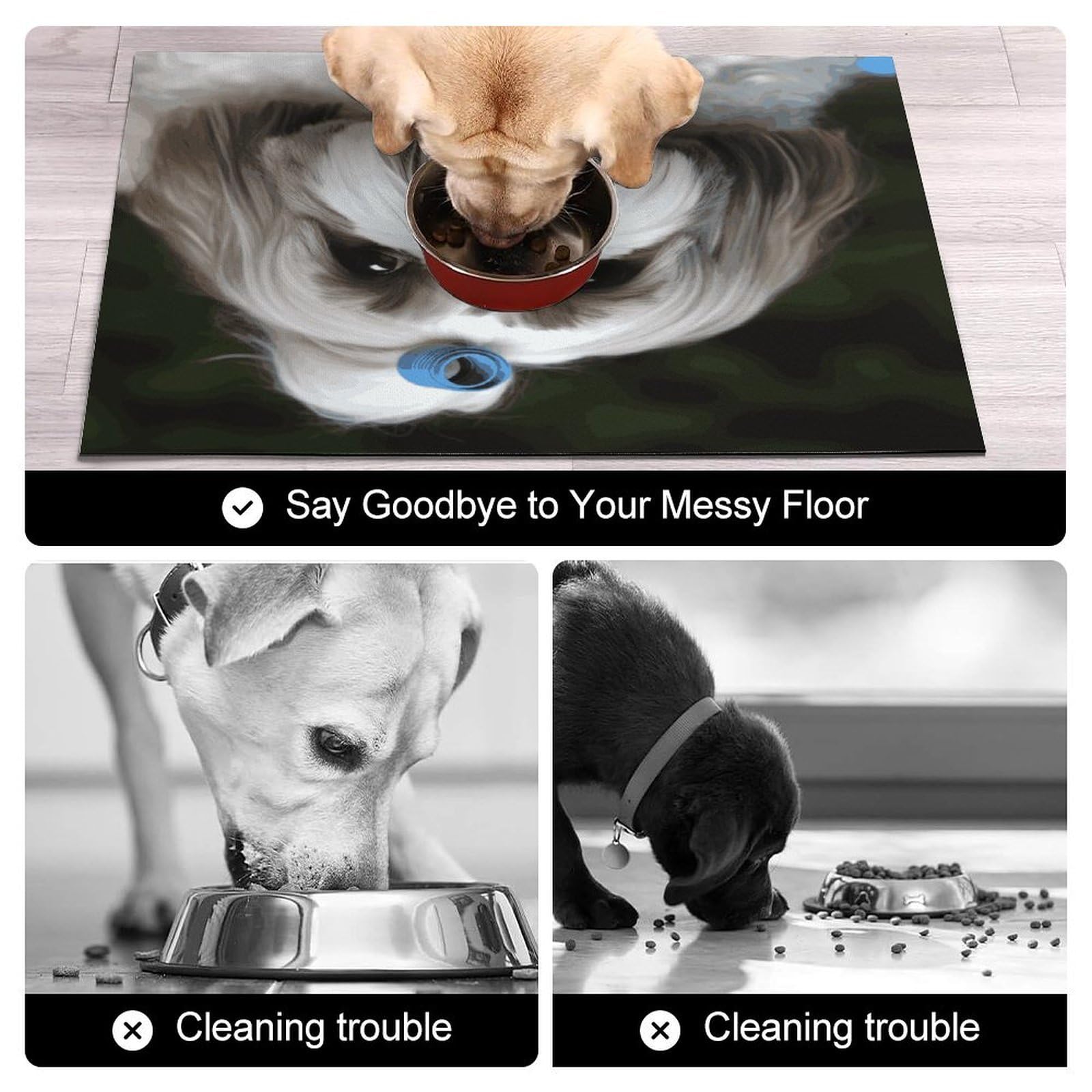 Shih Tzu Tapis de nourriture pour chien et chat – Tapis d'alimentation antidérapant facile à nettoyer pour la nourriture et l'eau, tapis de gamelle pour chien et chat 43,2 x 76,2 cm
