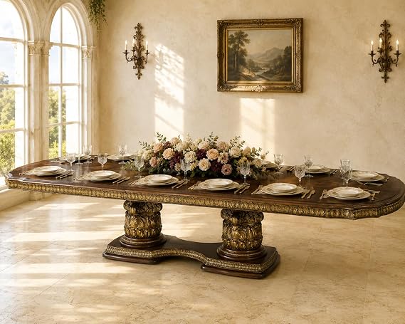 Michael Amini Villa Valencia Rectangular Wood Dining Table - Classic Chestnut