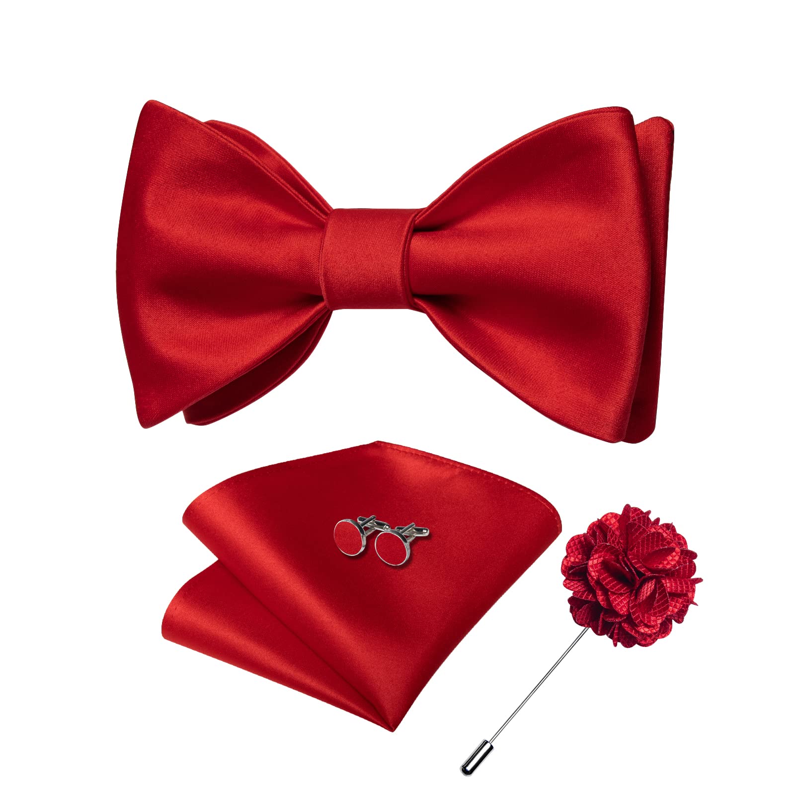 DiBanGu Satin Bow tie Self-Tied Bowtie Set for Men Wedding Prom