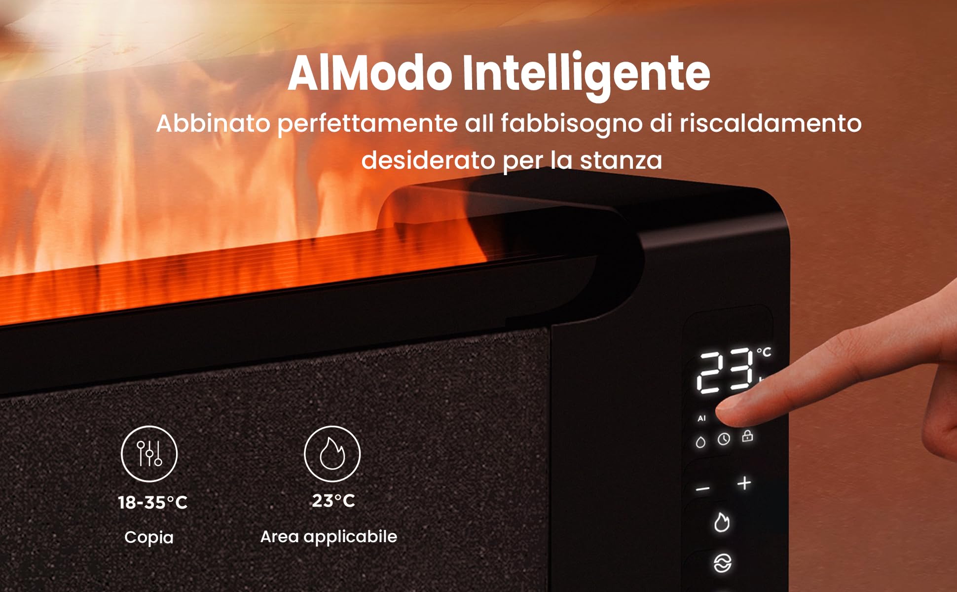 AIRMATE Camino Elettrico 113cm, Stufa Elettrica und Luftbefeuchter 2 in 1 con Telecomando, 2000W Camino Elettrico Silenzioso con Pannello LED Timer 24h ECO Riscaldamento Rapido Effetto Fiamma 3D