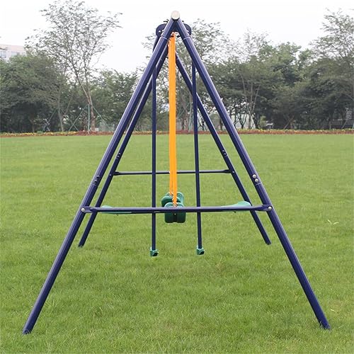 Miniatura 6 de Juego de columpio de metal resistente para exteriores, para niños, multicolor para patio trasero con marco de acero, juego de columpio para niños