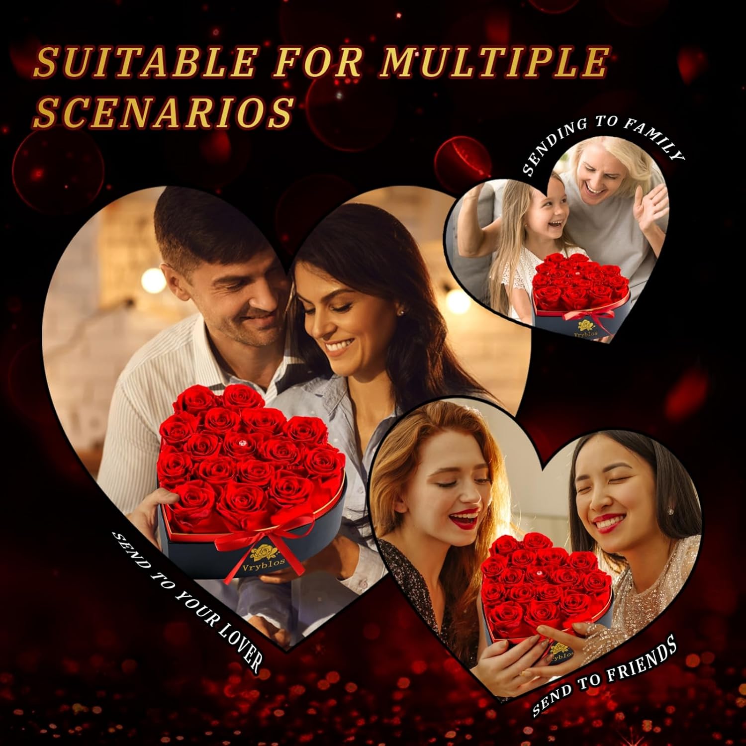 Forever Red Roses in a Heart Shaped Box 16 Preserved Flowers for Delivery 100% Real Quality Immortal Flower Eternal Birthday Graduation Gifts Home Deco for Her Mom Women Wife Girlfriend (Heart-Red) - Image 7