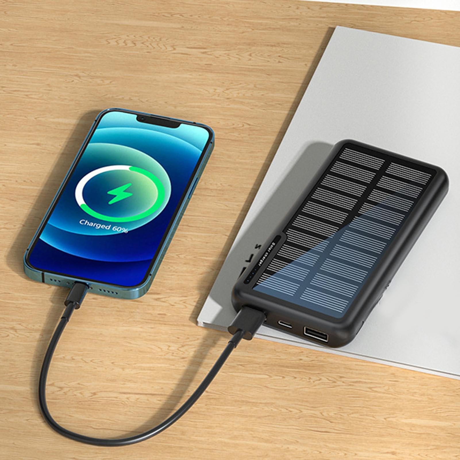 Power Bank Power Bank da Sopravvivenza | Power Bank Portatile con Pannello Solare e Uscita USB Per fotocamera, tablet, campeggio, escursionismo, viaggio, pesca,