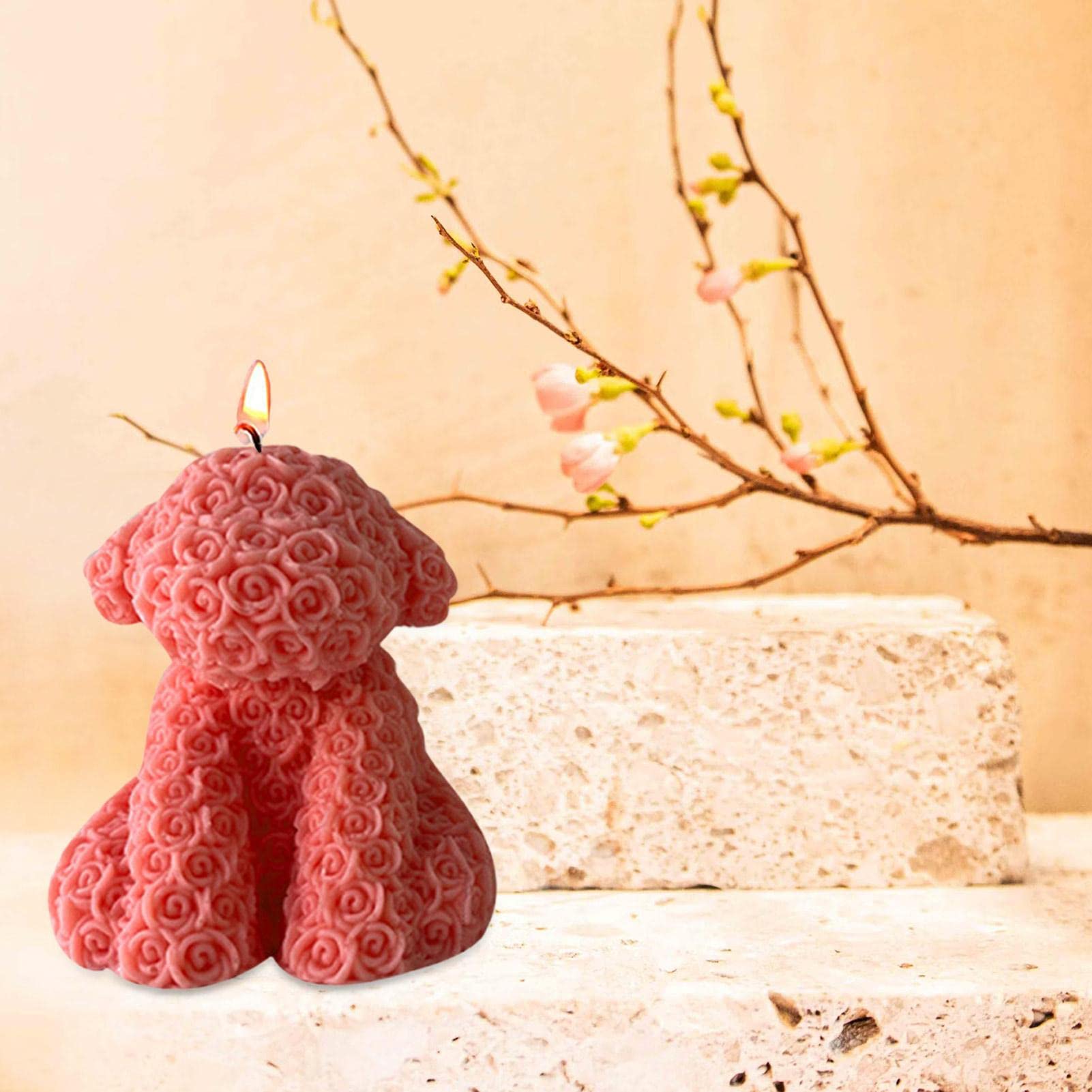 Molde for helado Ice Lolly, molde de oso 3D - Molde de resina de oso 3D con flor en relieve, molde de resina de oso de silicona for dulces, jabón, vela, jabón aroático, chocolate, fiesta del día de Sa