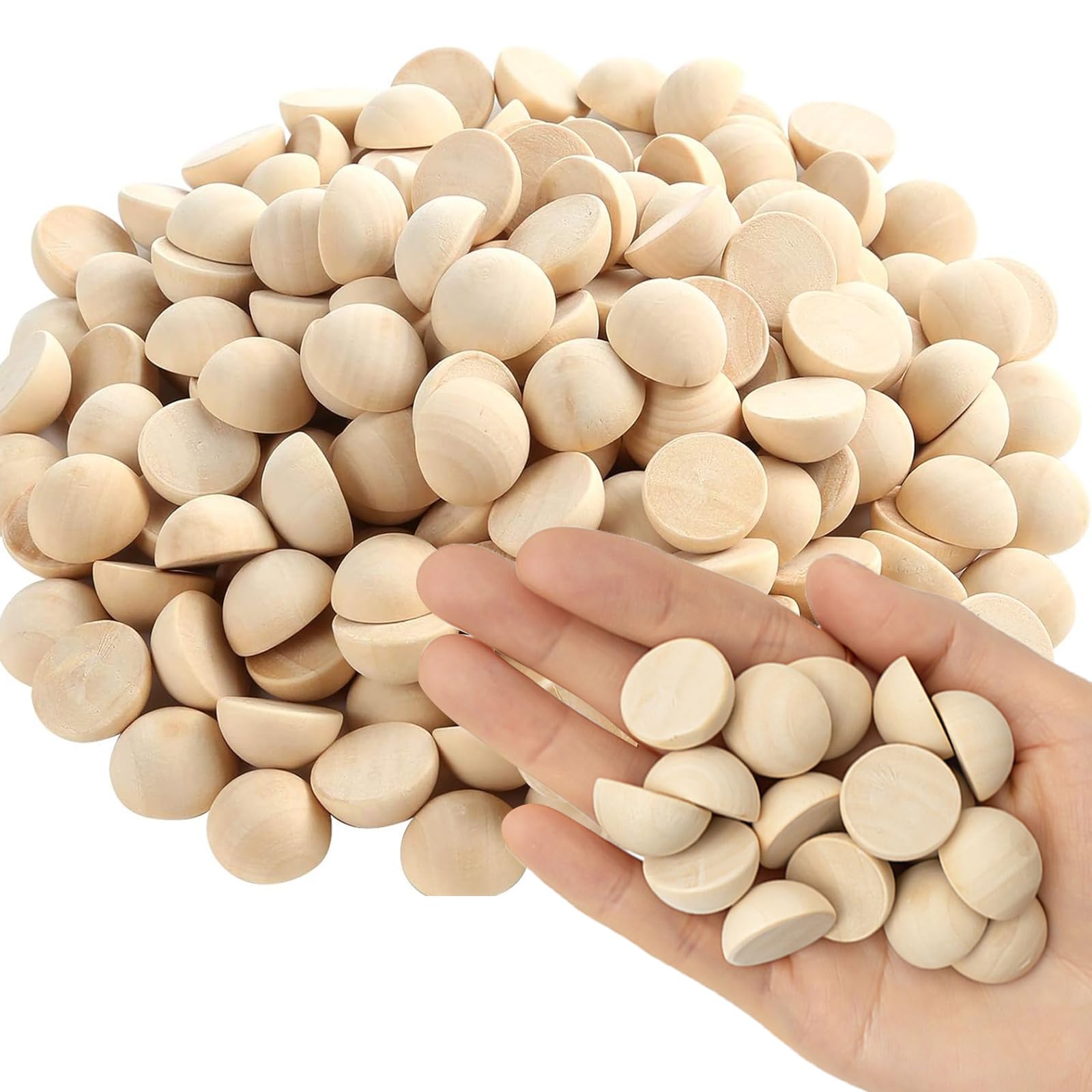 EULAPGOE 200 Piezas 15mm Medias Bolas de Madera, Bolas de Madera Divididas Naturales Mini Bolas de Madera para Manualidades Proyectos de Bricolaje Adornos y Suministros para Festivales