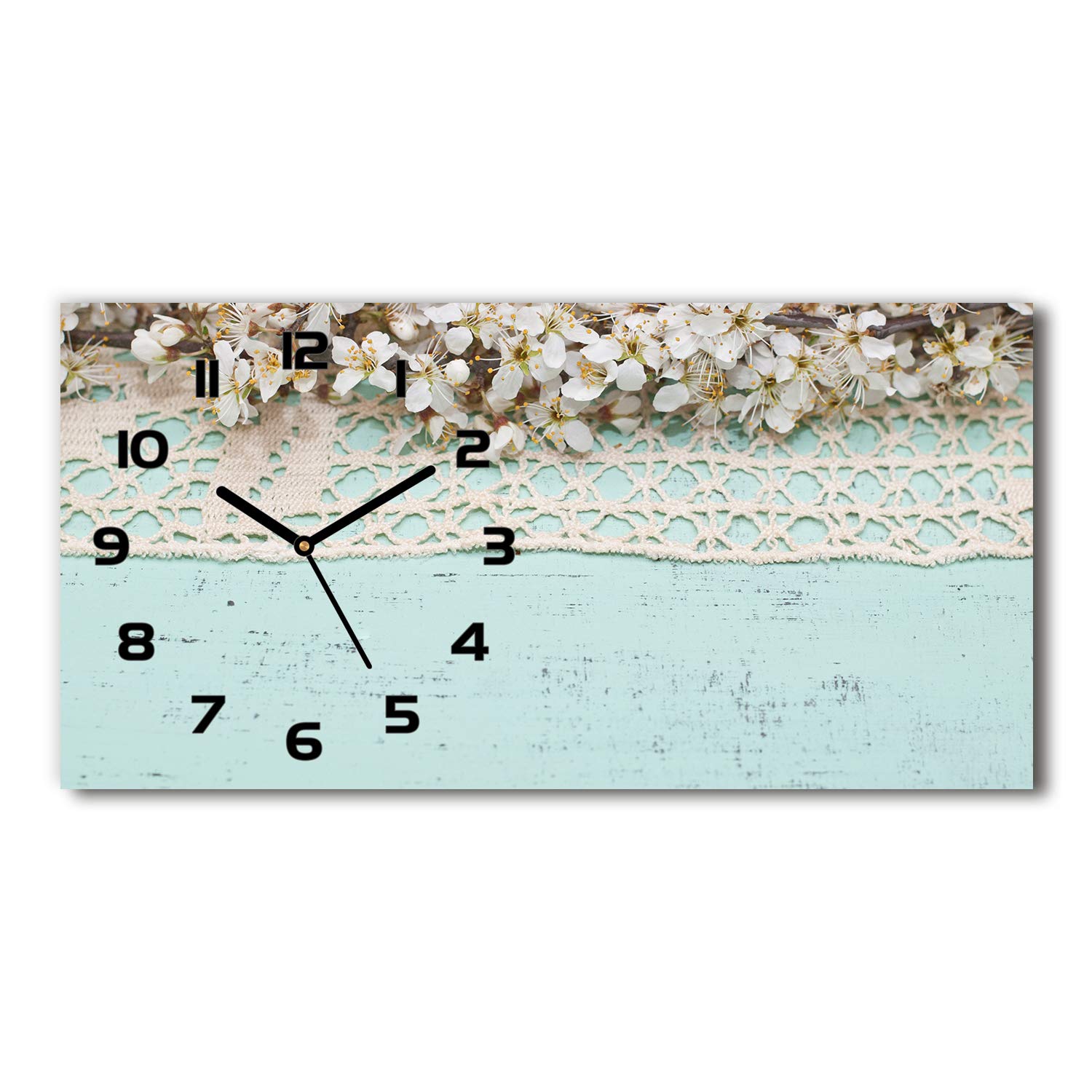 Horloge en Verre Sans Bruit Tulup 60x30cm Eviter le Tic-Tac Salon Noir