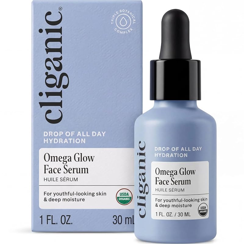 Sérum facial Cliganic Omega Glow com Triple Botanical Complex® — óleos de jojoba, rosa-mosqueta e argan, 30 mL