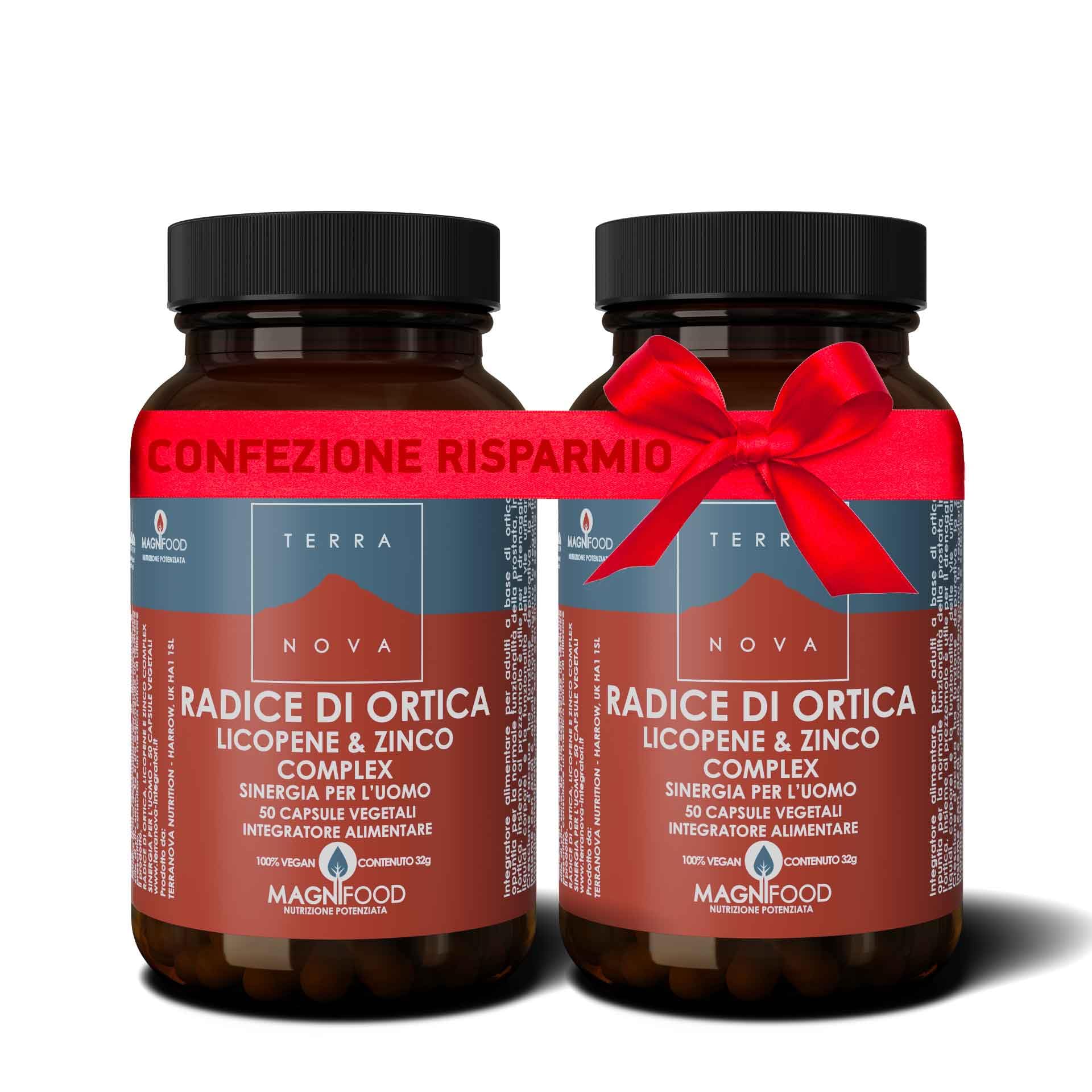 Radice di ortica, Licopene e Zinco Complex - Sinergia Uomo 2 PEZZI Confezione risparmio