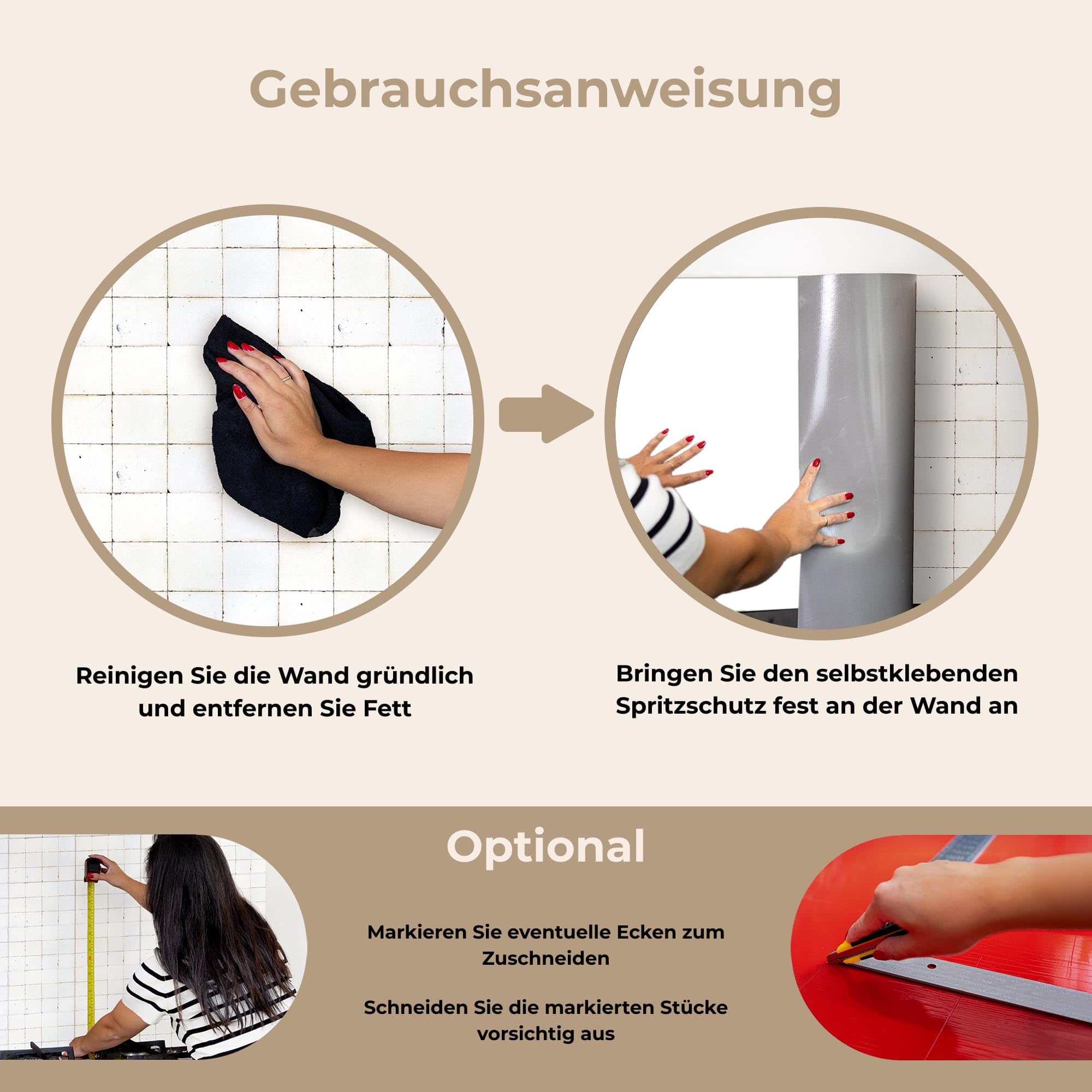 KitchenYeah© Küchenrückwand 60x40 cm Selbstklebende Kitchen Wall Protector Küchen Rückenwand Küchenfronten Küchenrückwände Küche Wand Weiß - Farben - Neutral