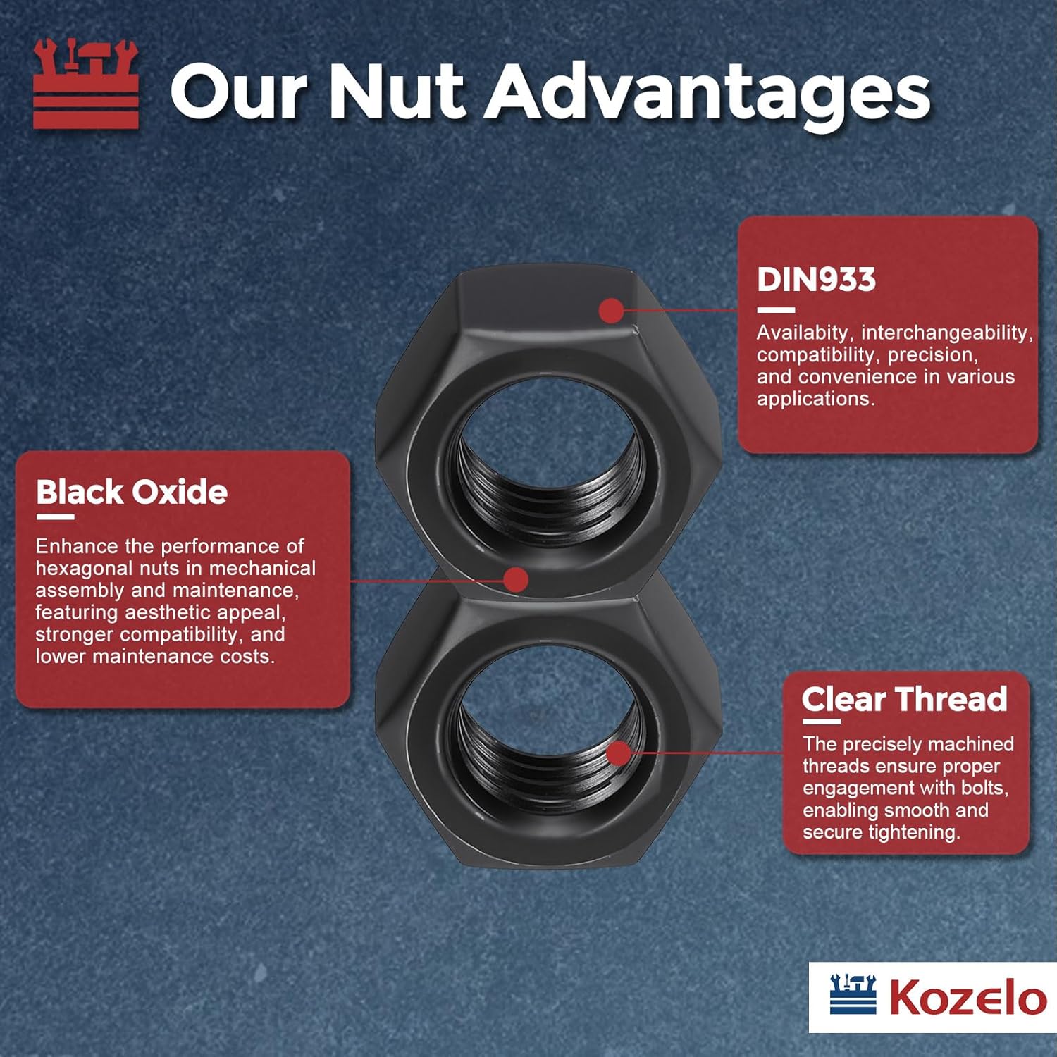 100pcs Hex Nuts - [M2-0.4mm] Carbon Steel (Grade 8) Hardware Metric Coarse Thread Metal Nuts for Precious Electronics Mechanical Fastening, Black Oxide Finish, Black