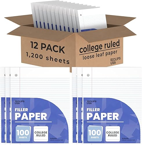 Miniatura 8 de Papel para cuaderno, papel de hojas sueltas (paquete de 6), papel rayado universitario, 10.5 x 8 pulgadas, papel de relleno, 100 hojas por paquete,