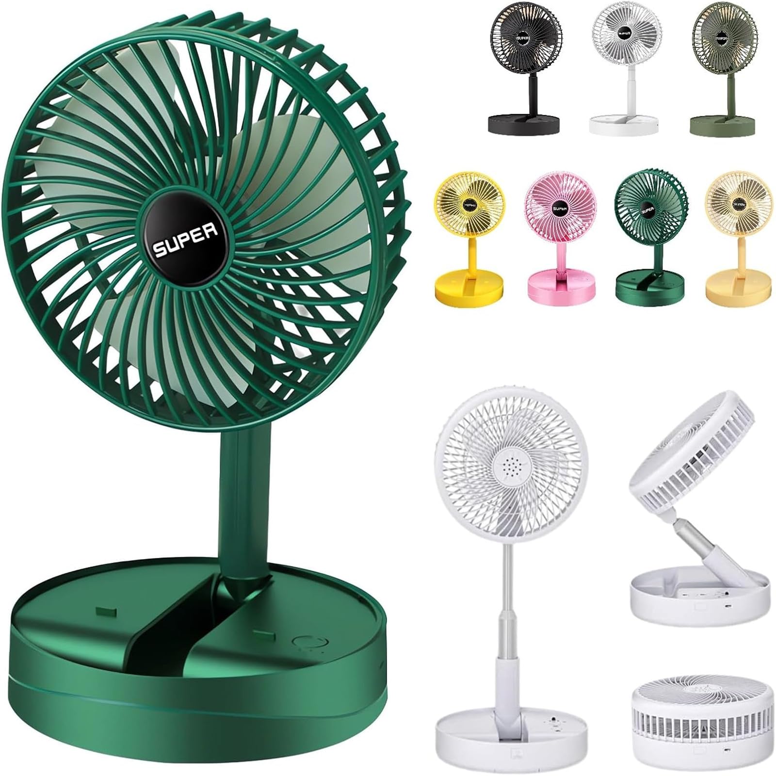 Telescopic Folding Fan, 2025 New USB Rechargeable Collapsible Desk