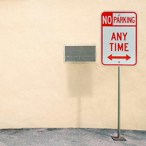 Miniatura 7 de Paquete de 2 letreros con flechas de "No estacionar en cualquier momento", 18 x 12 pulgadas, láminas reflectantes de grado ingeniero, aluminio libre