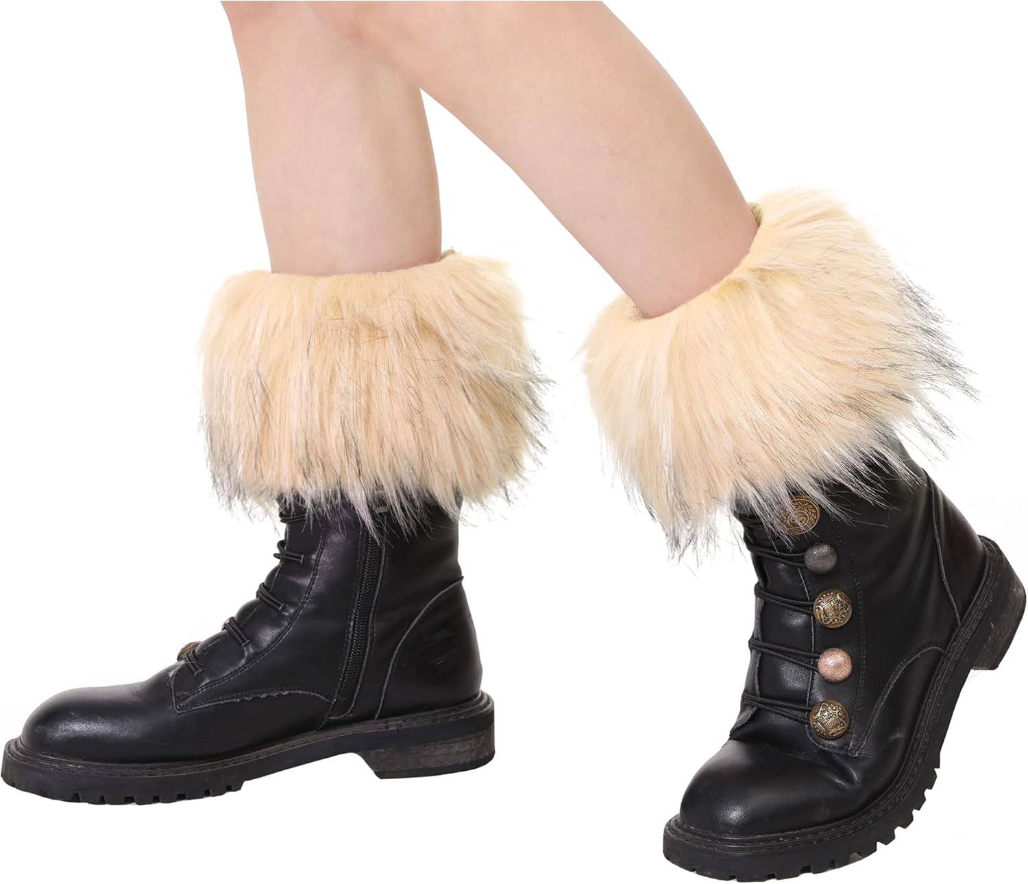 LA CARRIE Women Faux Fur Plush Leg Warmers Short Furry Fuzzy Leg Cuffs Girls Winter Knitted Boot - Image 3
