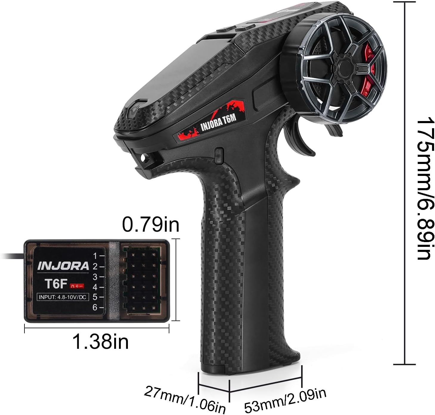 INJORA INT-T6M 2.4GHz Digital Radio Micro Transmitter Remote Control with 6CH Receiver for 1/24 1/18 RC Upgrade(T6M)