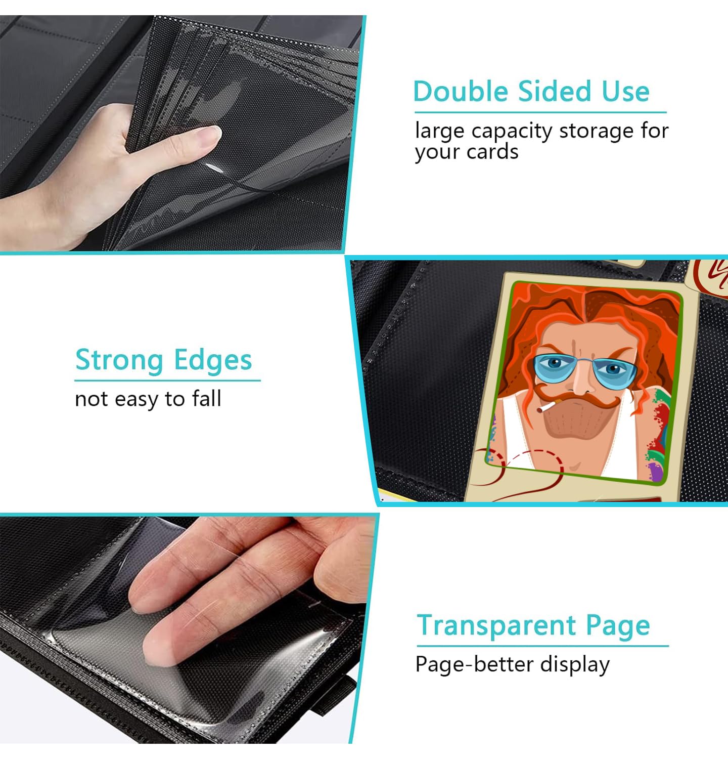 Ledeak Tasche Raccoglitore Carte, 40 Pagine 360 Porta Carte Collezionabili Album Carte Porta Carte, Album di Carte Collezionabili Impermeabile per Carte Gioco Carte Sport