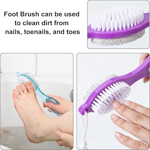 Miniatura 8 de Cepillo de piedra pómez para pies 4 en 1, removedor de callos para pies, raspador de pies y papel de arena, herramientas de pedicura con asa,